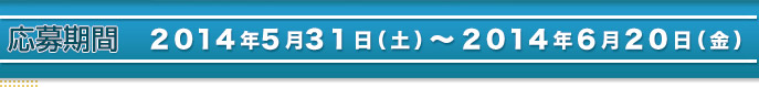 応募期間 2014年5月30日（土）～6月20日（金）