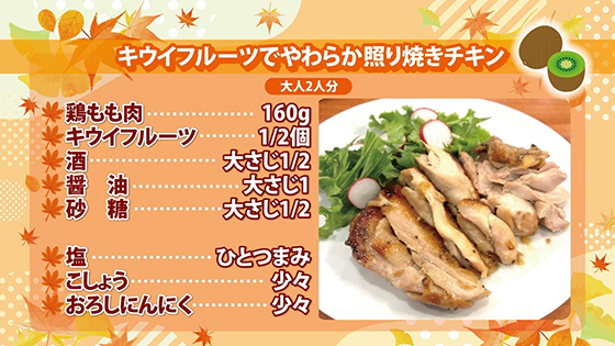 キウイフルーツでやわらか照り焼きチキン